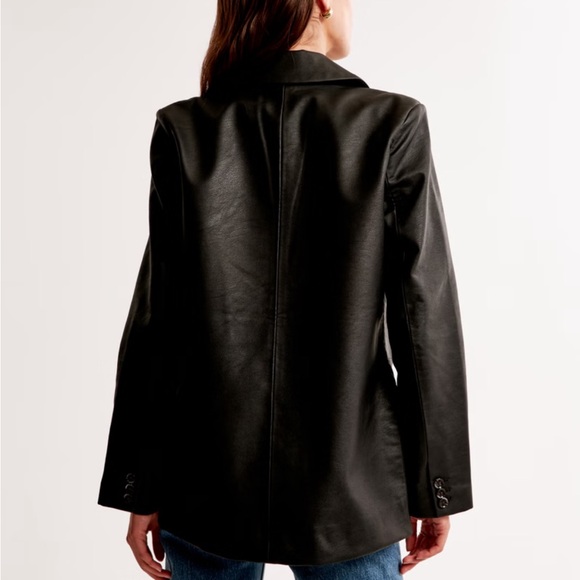 NWT A&F Vegan Leather Blazer in Chocolate Brown, NEW WITH TAGS! - Picture 9 of 9